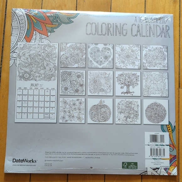 Coloring Calendar with Floral Design 2017 - Picture 2 of 2